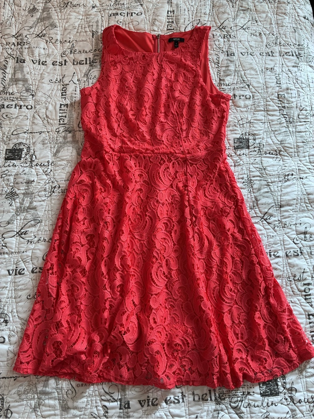 Apt. 9 Coral Lace Fit-and-Flare Midi Dress